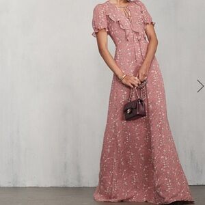 Reformation Huntington Pink Floral Dress